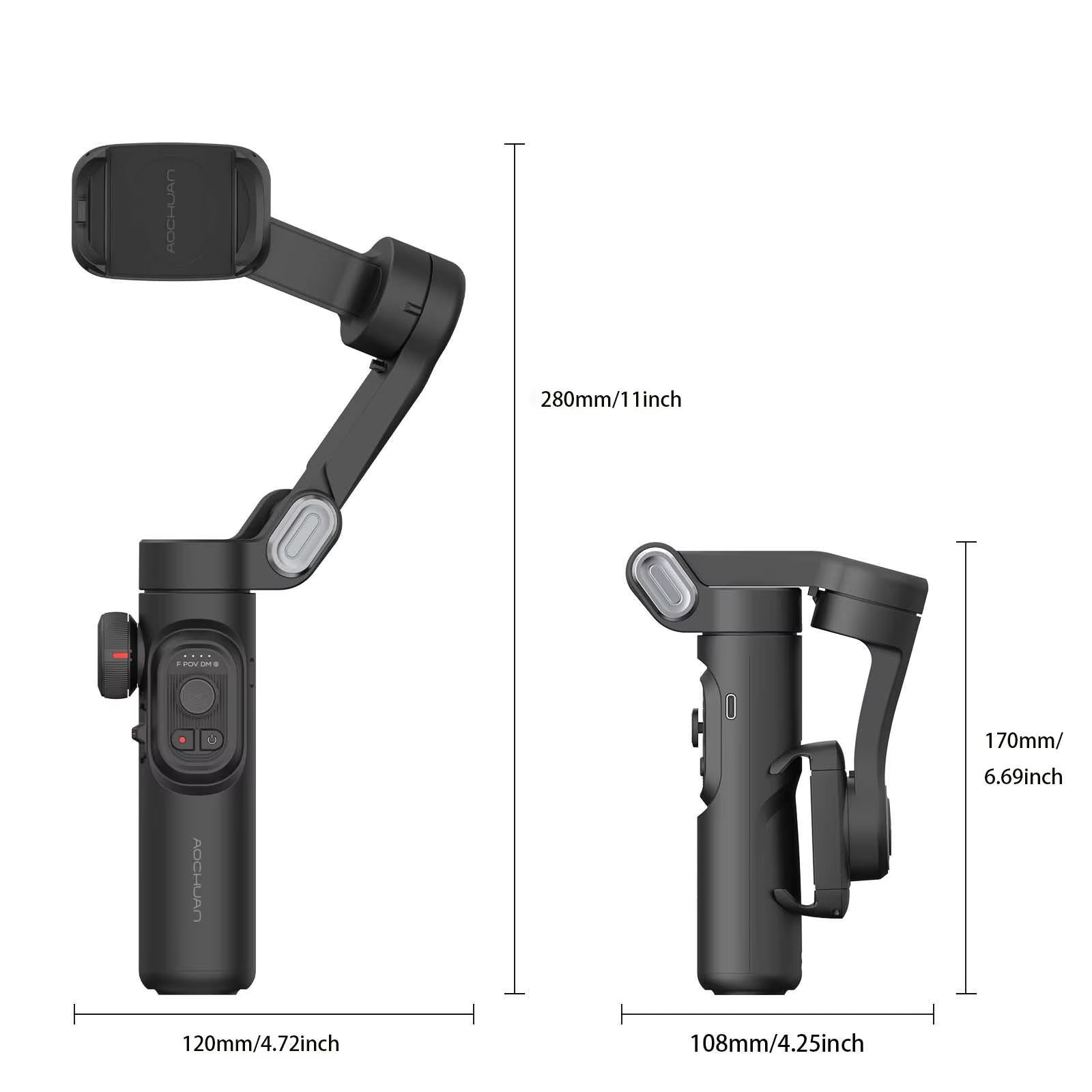 AOCHUAN 3-Axis Handheld Gimbal Stabilizer for Smartphones with Fill Light