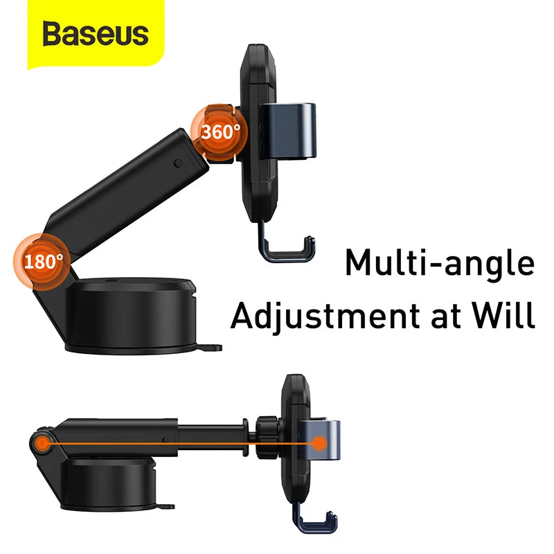 Baseus Adjustable Gravity Car Phone Holder - Secure Suction Cup Mount for iPhone 13, 12 Pro & Xiaomi POCO