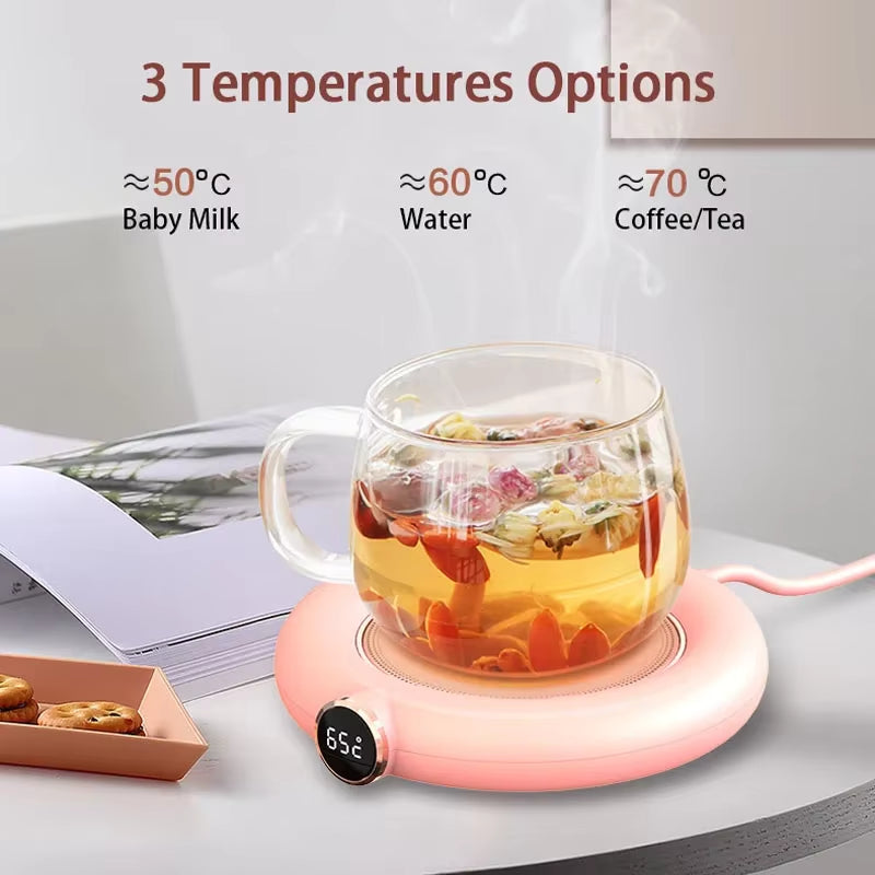 USB Coffee Mug Warmer for Tea Milk Water Drinks 3 Temperatures Electric Beverage Cup Warmer for Home Office Desk Use Gift Idea